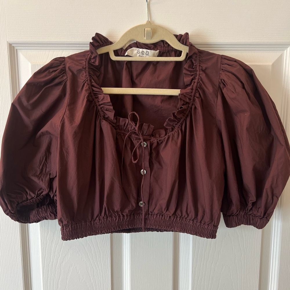 Sea New York Burgundy Crop Top